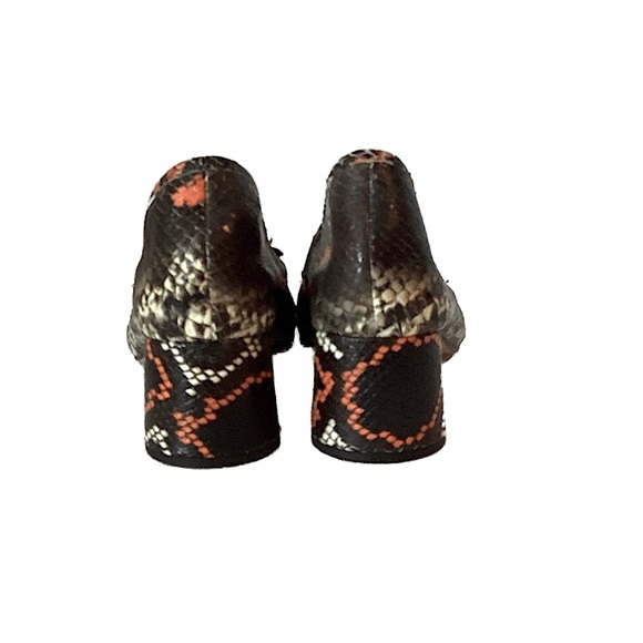 Zara Leather Snake Print Block Heel Ballerinas Size 39 - Picture 7 of 10